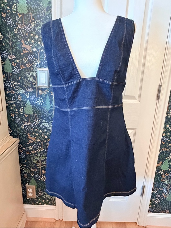 Urban Outfitters Dresses & Skirts - Urban Outfitters Dark Indigo Denim Dress with Contrast Topstitching